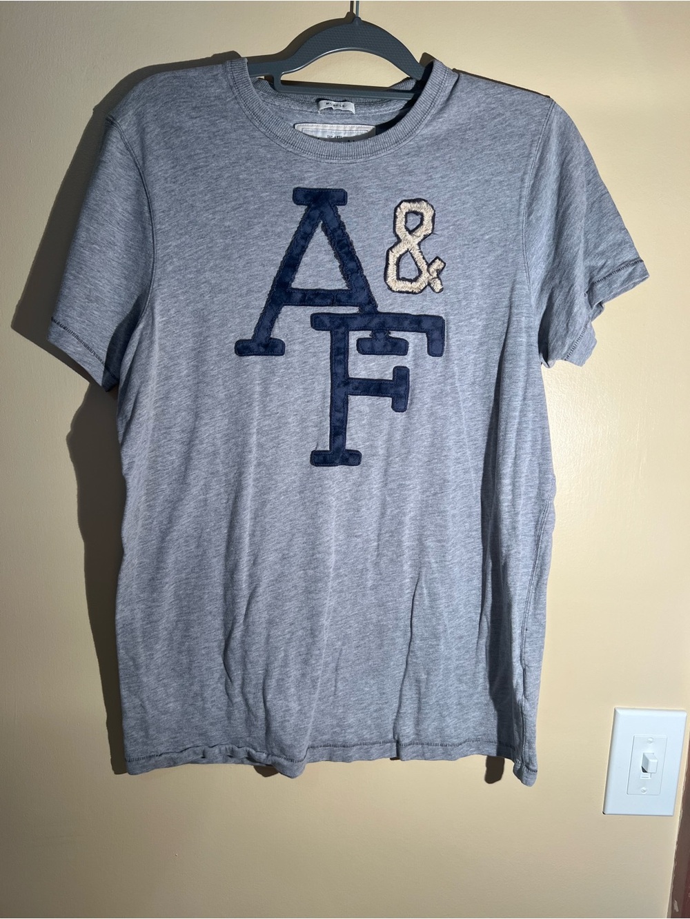 Men’s Abercrombie & Fitch Logo Muscle Grey Short Sleeve T-Shirt Size XL